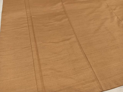 平和屋着物●上質な紬　色無地　江戸茶色　正絹　逸品　AABG1069ph