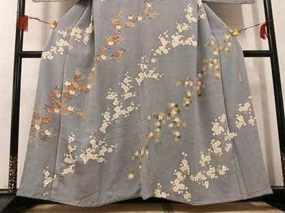 平和屋着物●訪問着 友禅 きもの明日香 草花文 金彩 鬼しぼ縮緬 正絹 逸品 AABG1073ph