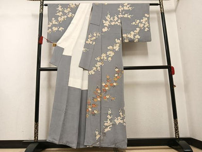 平和屋着物●訪問着 友禅 きもの明日香 草花文 金彩 鬼しぼ縮緬 正絹 逸品 AABG1073ph