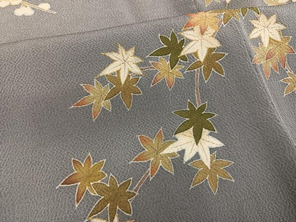 平和屋着物●訪問着 友禅 きもの明日香 草花文 金彩 鬼しぼ縮緬 正絹 逸品 AABG1073ph