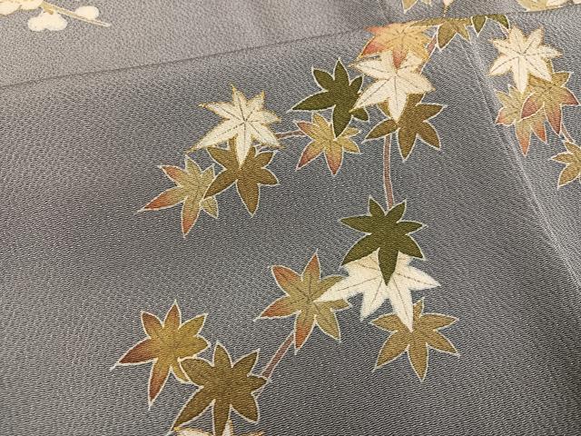 平和屋着物●訪問着 友禅 きもの明日香 草花文 金彩 鬼しぼ縮緬 正絹 逸品 AABG1073ph