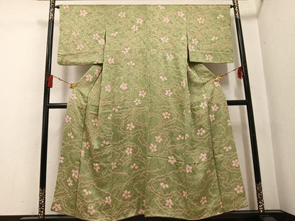 平和屋着物●上質な小紋 絞り 舞花文 正絹 逸品 AABG1074ph