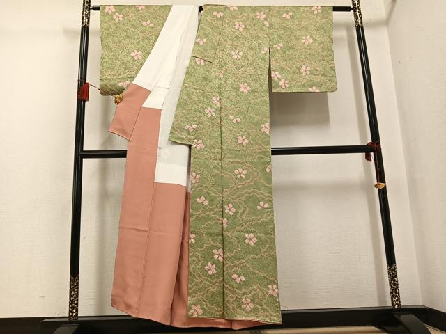 平和屋着物●上質な小紋 絞り 舞花文 正絹 逸品 AABG1074ph