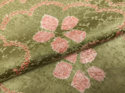 平和屋着物●上質な小紋 絞り 舞花文 正絹 逸品 AABG1074ph