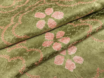 平和屋着物●上質な小紋 絞り 舞花文 正絹 逸品 AABG1074ph