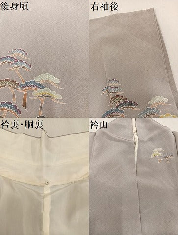 平和屋着物●京加賀友禅 百貫達雄 訪問着 風景松笹文 正絹 逸品 AABG1075ph