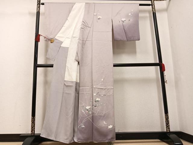 平和屋着物●訪問着　友禅　花鳥文　暈し染め　正絹　逸品　AABG1078ph