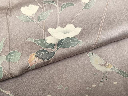 平和屋着物●訪問着　友禅　花鳥文　暈し染め　正絹　逸品　AABG1078ph