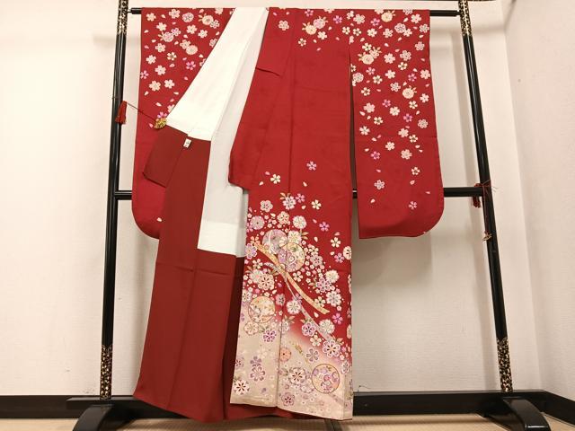 平和屋着物●豪華振袖 刺繍 手鞠 金彩 正絹 逸品 AABG1081ph