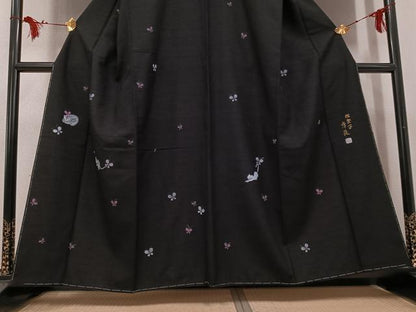 平和屋着物●濡れ描き友禅作家　高橋峰陵　訪問着　手描き　猫　蝶　さが美扱い　正絹　逸品　未使用　AABG1085ph
