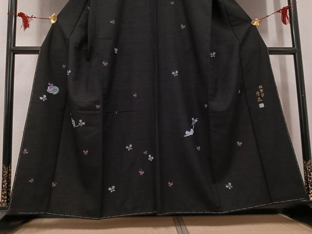 平和屋着物●濡れ描き友禅作家　高橋峰陵　訪問着　手描き　猫　蝶　さが美扱い　正絹　逸品　未使用　AABG1085ph