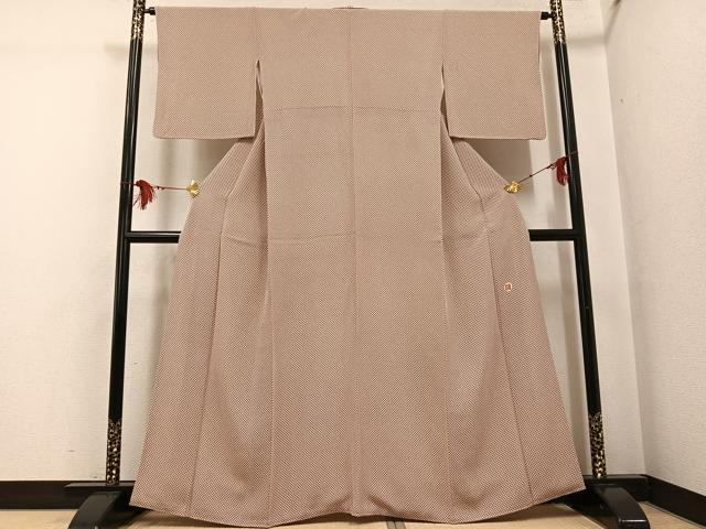 平和屋着物●和染紅型　栗山紅型　栗山吉三郎　小紋　ドット　鬼しぼ縮緬　正絹　逸品　AABG1089ph