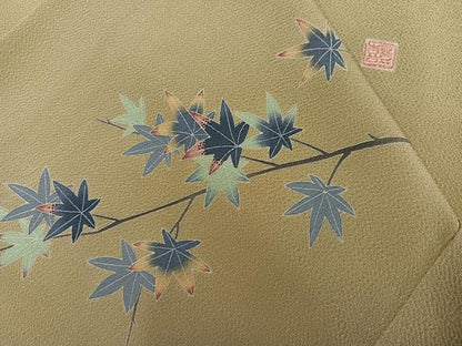 平和屋着物●人間国宝・羽田登喜男　色留袖　楓文　正絹　逸品　AABG1090ph