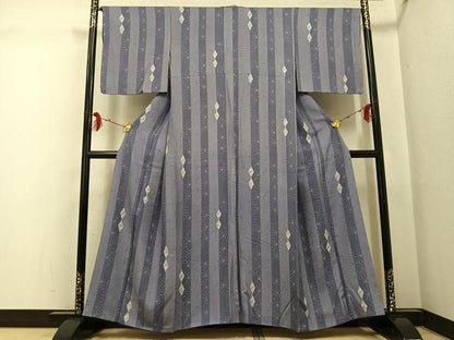 平和屋着物●上質な小紋　麻の葉花間道　正絹　逸品　AABG1091ph