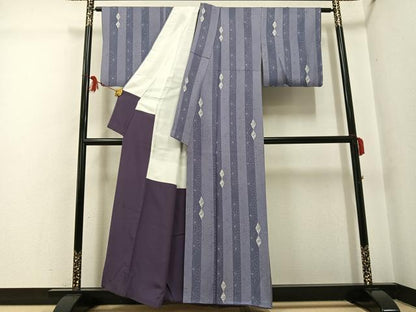 平和屋着物●上質な小紋　麻の葉花間道　正絹　逸品　AABG1091ph