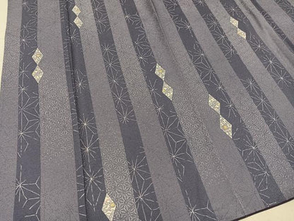 平和屋着物●上質な小紋　麻の葉花間道　正絹　逸品　AABG1091ph