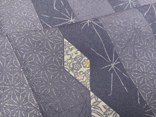 平和屋着物●上質な小紋　麻の葉花間道　正絹　逸品　AABG1091ph