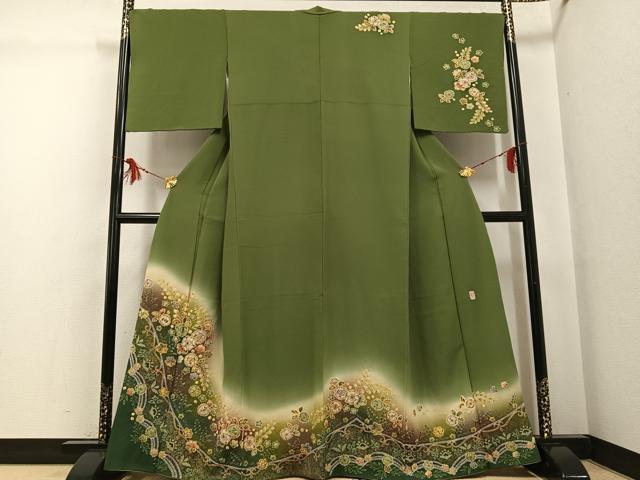 平和屋着物●越後十日町の一流染匠　桐屋・翠山工房　訪問着　辻が花　絞り　金彩　やまと誂製　正絹　逸品　AABG1095ph