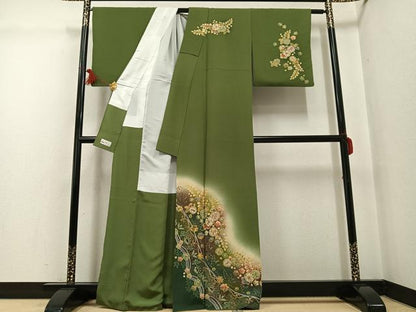 平和屋着物●越後十日町の一流染匠　桐屋・翠山工房　訪問着　辻が花　絞り　金彩　やまと誂製　正絹　逸品　AABG1095ph