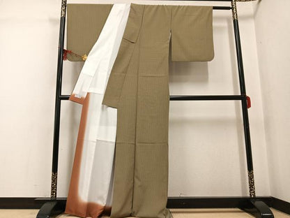 平和屋着物●洗える最高級着物　＜英＞はなぶさ謹製　小紋　縞　AABG1104ph