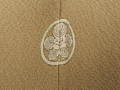 平和屋着物▼上質な色無地　作家物　登茂　枯色　正絹　逸品　AABG1108ph