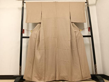 平和屋着物●上質な色無地　草花文　榛色　正絹　逸品　AABG1116ph