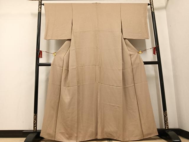 平和屋着物●上質な色無地　草花文　榛色　正絹　逸品　AABG1116ph
