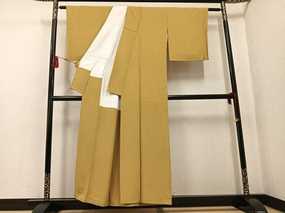 平和屋着物▼上質な色無地　桑染色　正絹　逸品　AABG1117ph