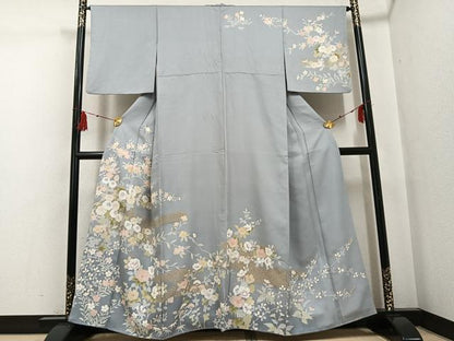 平和屋着物●訪問着　枝花文　金彩　正絹　逸品　AABG1118ph