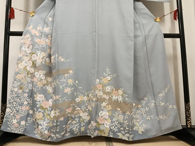 平和屋着物●訪問着　枝花文　金彩　正絹　逸品　AABG1118ph