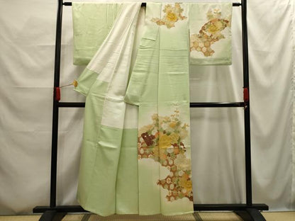 平和屋着物■訪問着　霞取り扇面花文　暈し染め　金彩　正絹　逸品　AABG1121sx