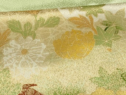 平和屋着物■訪問着　霞取り扇面花文　暈し染め　金彩　正絹　逸品　AABG1121sx