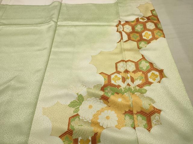 平和屋着物■訪問着　霞取り扇面花文　暈し染め　金彩　正絹　逸品　AABG1121sx