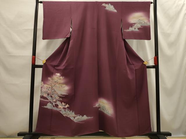 平和屋着物■訪問着　風景文　暈し染め　金彩　反端付き　正絹　逸品　AABG1122sx