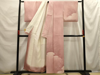 平和屋着物■訪問着　霞草花文　暈し染め　金彩　正絹　逸品　AABG1124sx
