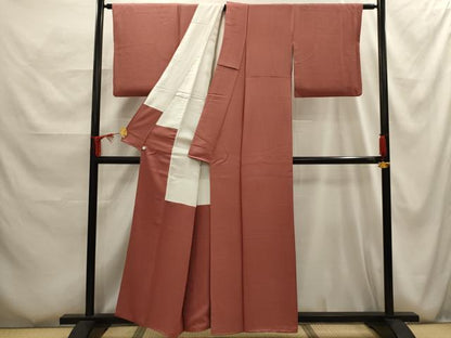 平和屋着物■上質な色無地　紋意匠　蘇芳香色　正絹　逸品　AABG1127sx
