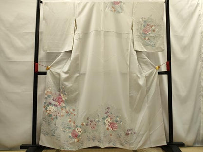 平和屋着物■訪問着 刺繍 草花文 正絹 逸品 AABG1128sx