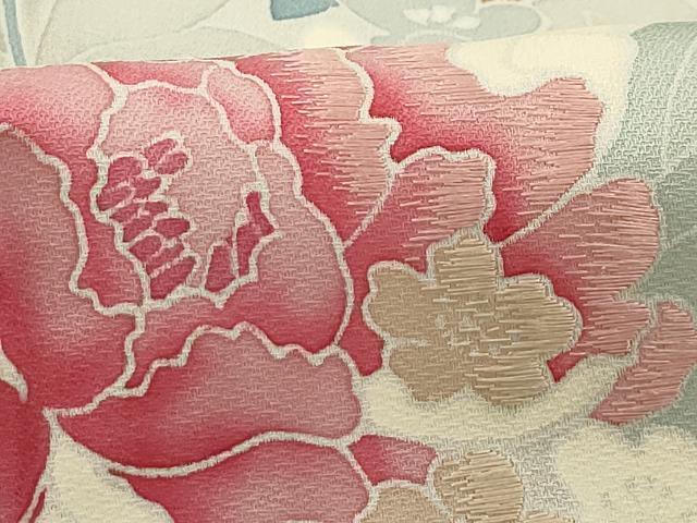 平和屋着物■訪問着 刺繍 草花文 正絹 逸品 AABG1128sx