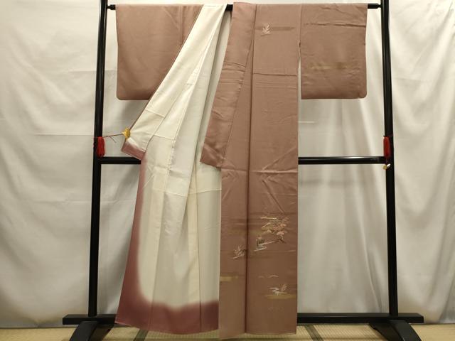 平和屋着物■訪問着　駒刺繍　風景文　金彩　正絹　逸品　AABG1132sx