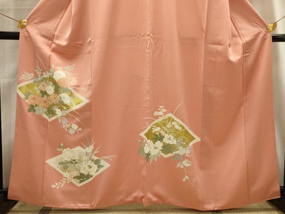 平和屋着物■訪問着　駒刺繍　花菱文　金彩　正絹　逸品　AABG1133sx