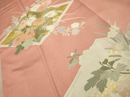 平和屋着物■訪問着　駒刺繍　花菱文　金彩　正絹　逸品　AABG1133sx