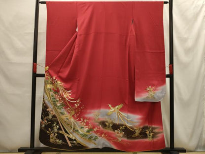 平和屋着物■豪華振袖　駒刺繍　松竹梅束ね熨斗鳳凰花文　暈し染め　金彩　鈴乃屋扱い　正絹　逸品　AABG1137sx