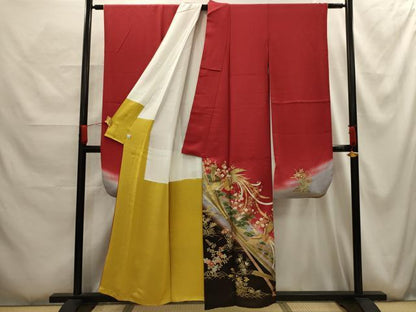 平和屋着物■豪華振袖　駒刺繍　松竹梅束ね熨斗鳳凰花文　暈し染め　金彩　鈴乃屋扱い　正絹　逸品　AABG1137sx
