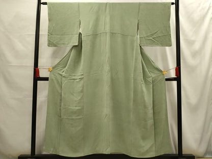 平和屋着物■上質な色無地 草花地紋 柳鼠色 正絹 逸品 AABG1148sx