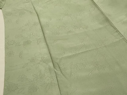 平和屋着物■上質な色無地 草花地紋 柳鼠色 正絹 逸品 AABG1148sx