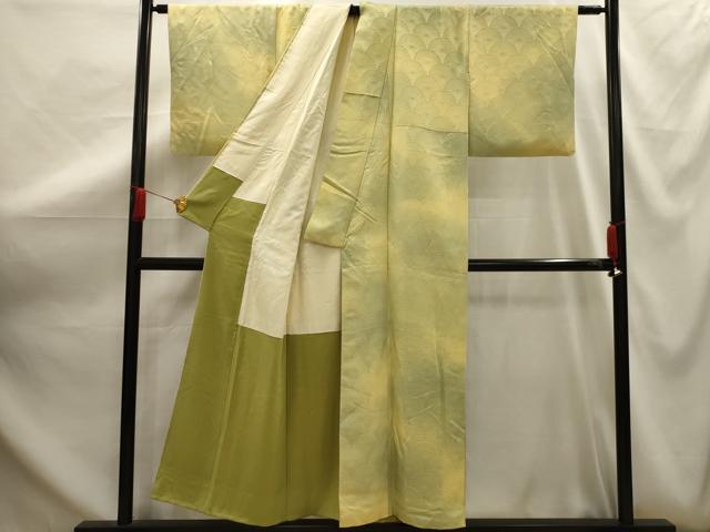 平和屋着物■上質な小紋 菊青海波地紋 暈し染め 正絹 逸品 AABG1152sx