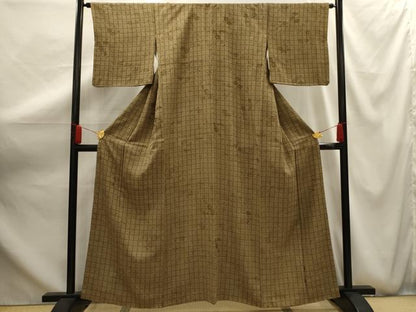 平和屋着物■上質な小紋　市松菊文　正絹　逸品　AABG1162sx