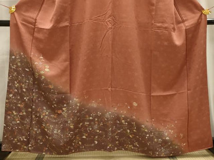 平和屋着物■訪問着　刺繍　草花文　暈し染め　金糸　金彩　正絹　逸品　AABG1166sx
