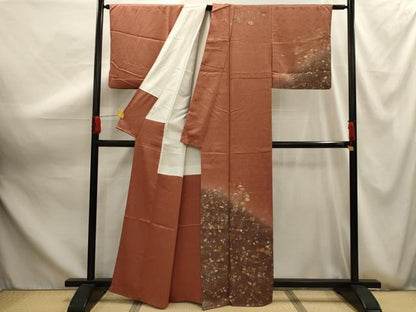 平和屋着物■訪問着　刺繍　草花文　暈し染め　金糸　金彩　正絹　逸品　AABG1166sx