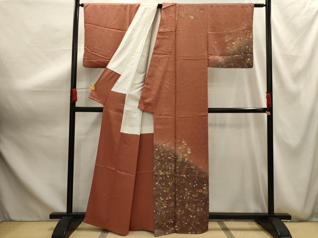平和屋着物■訪問着　刺繍　草花文　暈し染め　金糸　金彩　正絹　逸品　AABG1166sx